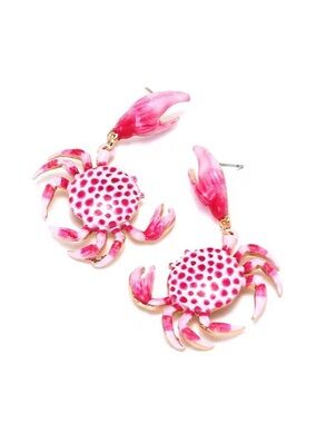 Pink Crab Drop Earrings